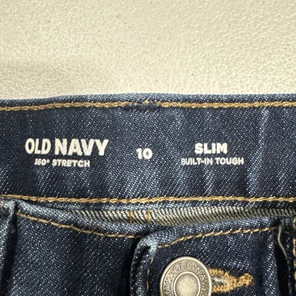 Old Navy Kids 360 Stretch Slim Jeans Boys Size 10 Distressed Blue Denim - Picture 3 of 13